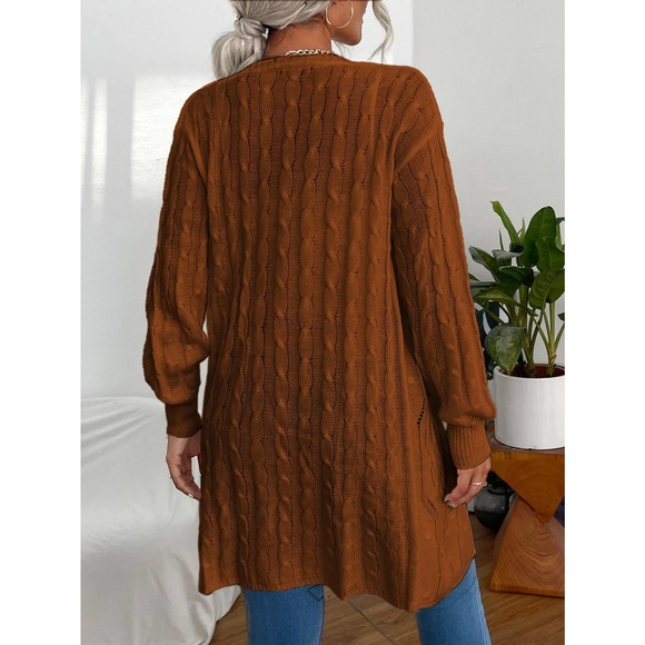 Cable Knit Drop Shoulder Duster Cardigan sweater white - Picture 11 of 11